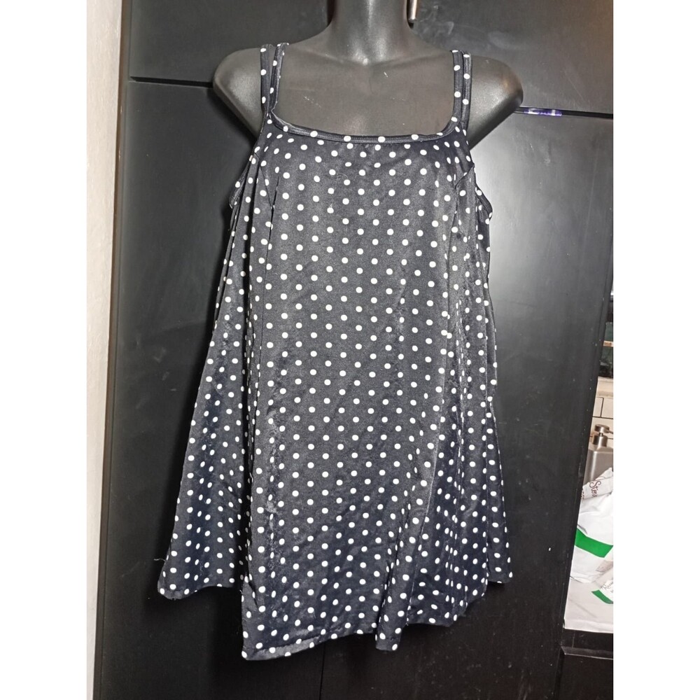 Longitude Womens Black PolkadoSwimsuit Dress Bathing Suit Size 18 One Piece